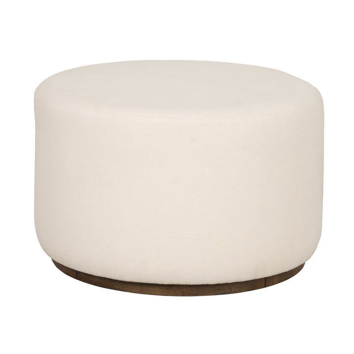 Lyra Fabric Pouf Ottoman in Ivory