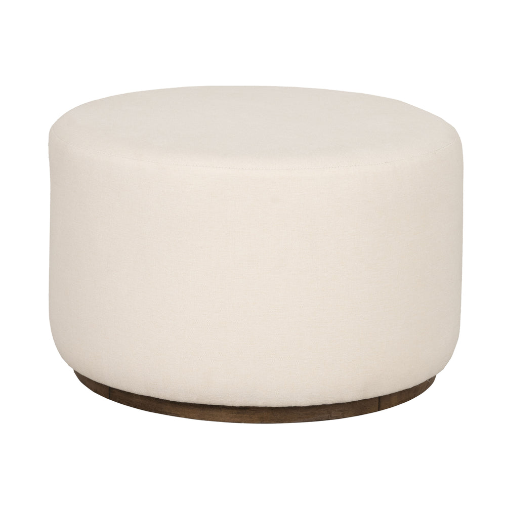 Lyra Fabric Pouf Ottoman in Ivory