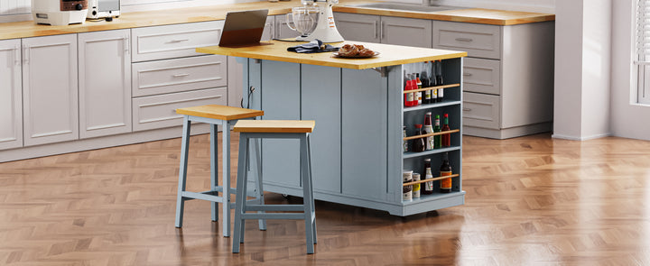 53-inch-blue-kitchen-island-cart-with-drop-leaf-and-power-outlet
