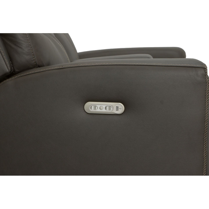 Jarvis Leather Power Reclining Loveseat with Console &amp; Power Headrests in Mica
