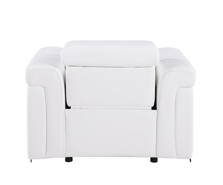 DivanItalia 1126 Top Grain Italian Leather Power Reclining Chair with Power Headrests - White