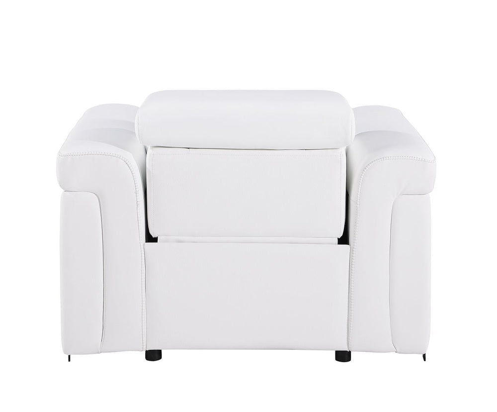 DivanItalia 1126 Top Grain Italian Leather Power Reclining Chair with Power Headrests - White