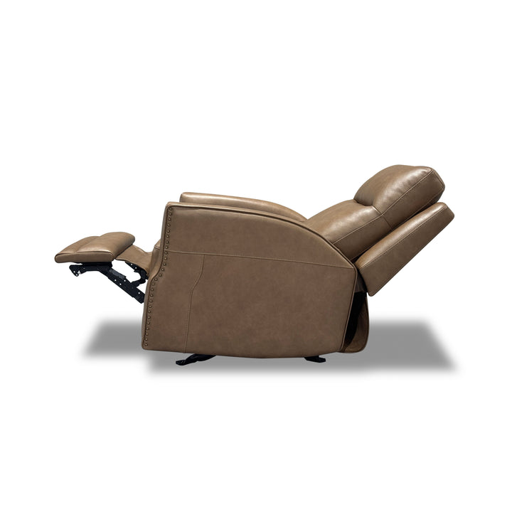 Maxwell Leather Power Gliding Recliner with Power Headrest and Lumbar in Cedar