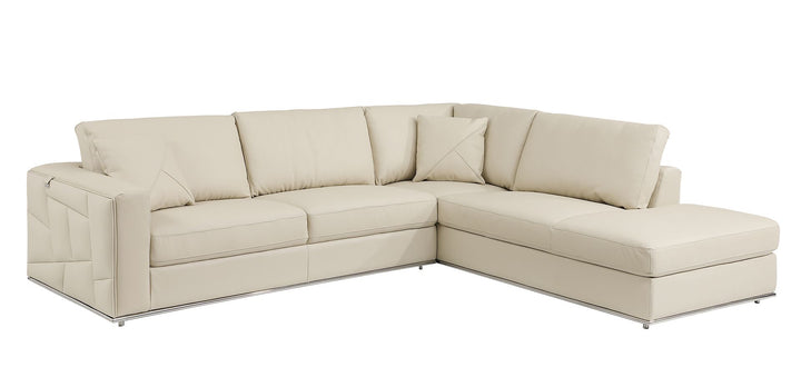 DivanItalia 998 Right Arm Facing Sectional in Top-Grain Italian Leather - Beige