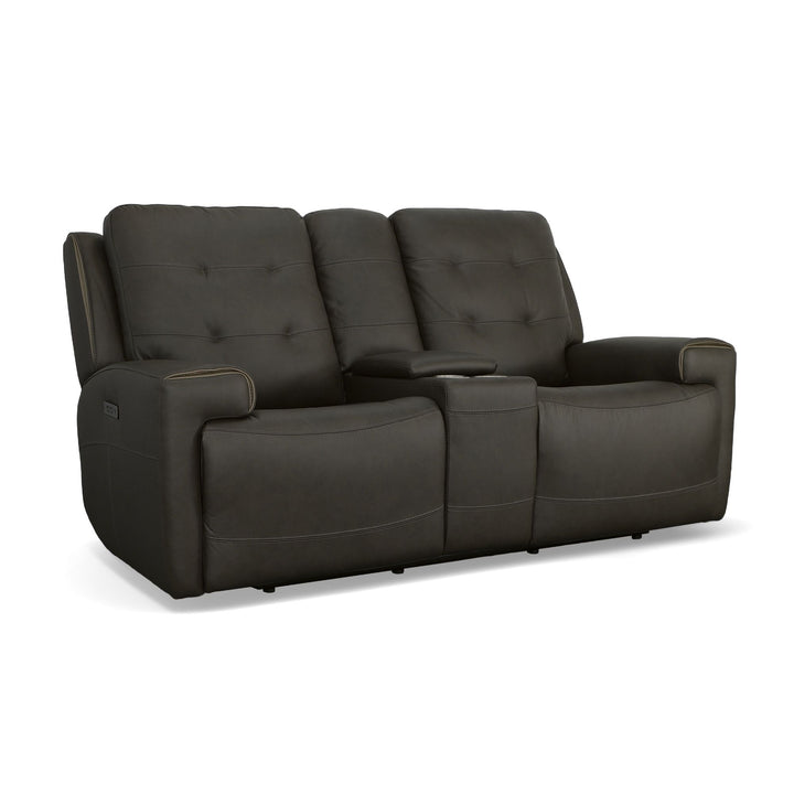 Iris Power Reclining Loveseat With Console &amp; Power Headrests Charcoal