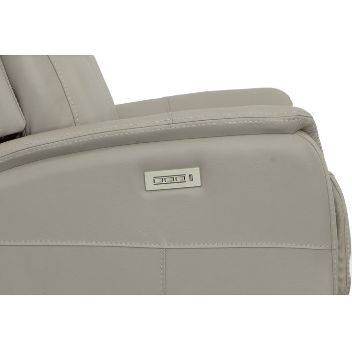 View Leather Power Swivel Recliner with Power Headrest in Dove