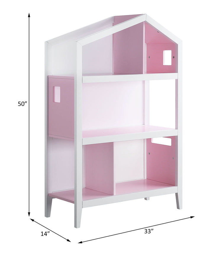 Doll Cottage - Bookcase - White & Pink