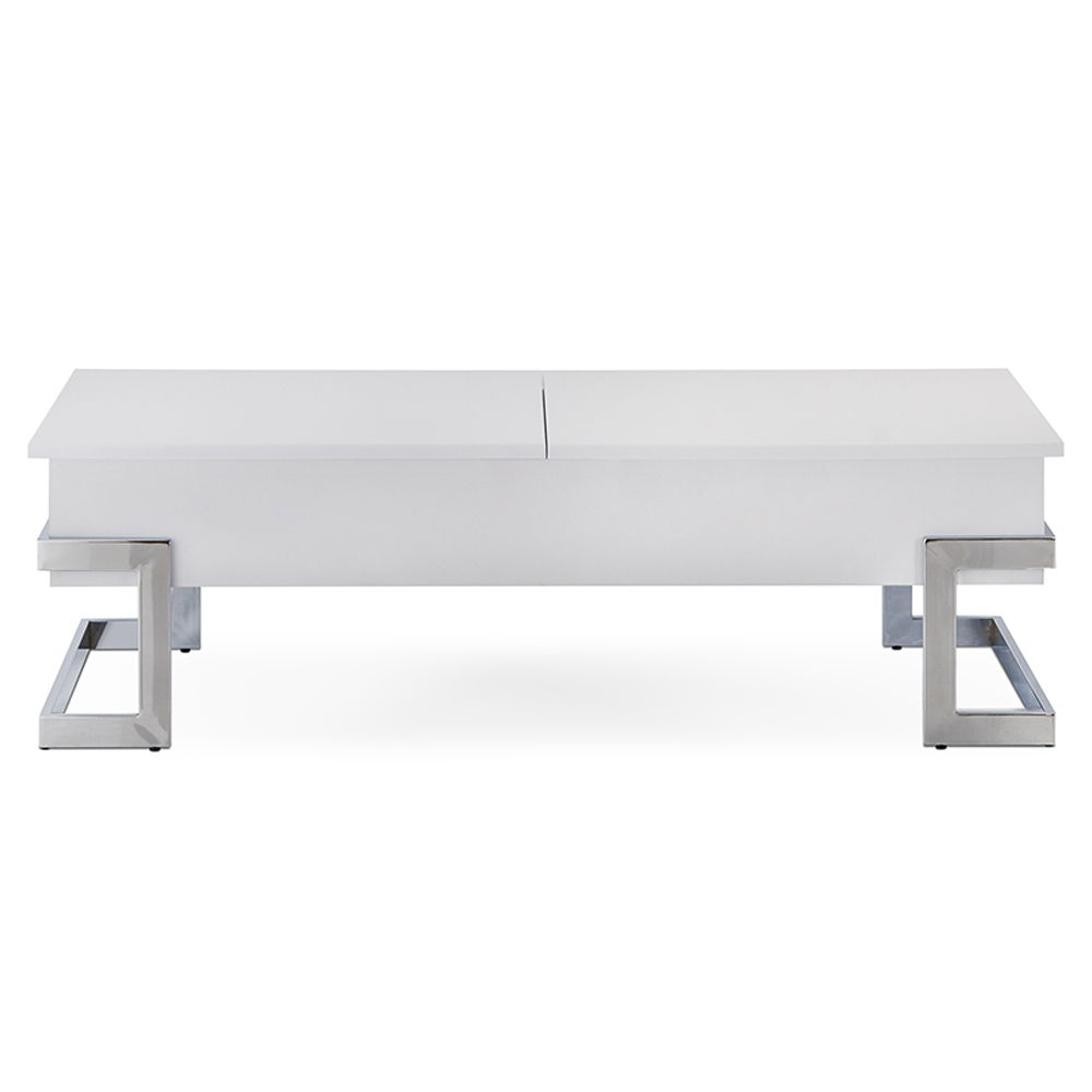 Calnan - Coffee Table With Lift Top - White High Gloss & Chrome