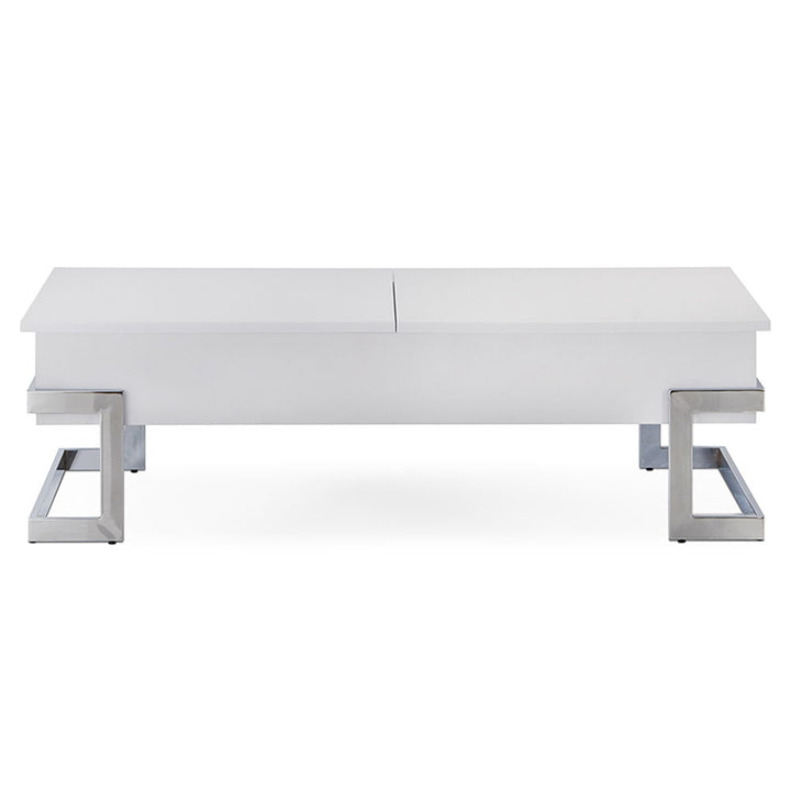 Calnan - Coffee Table With Lift Top - White High Gloss & Chrome