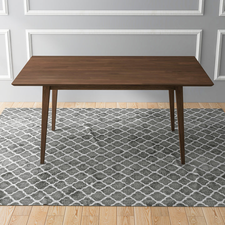 Levi Modern Style Solid Wood Rectangular Dining Kitchen Table Brown Finish