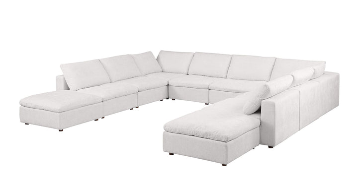 DivanItalia 1100 10-Piece U-Shaped Sectional with Chaise in Top-Grain Italian Leather - Pearl