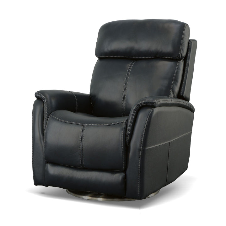 View Leather Power Swivel Recliner with Power Headrest in Ocean