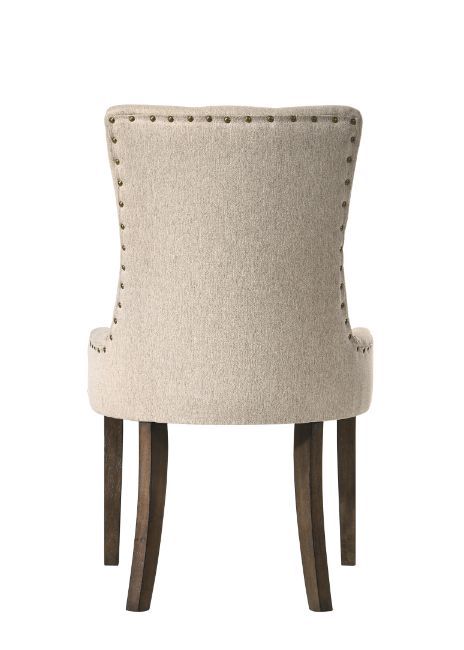 Farren - Side Chair Set of 2) - Beige Fabric & Weathered Oak