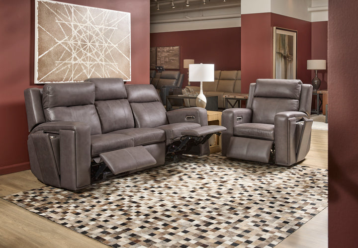 Wyatt Leather Power Recliner with Power Headrest &amp; Lumbar
