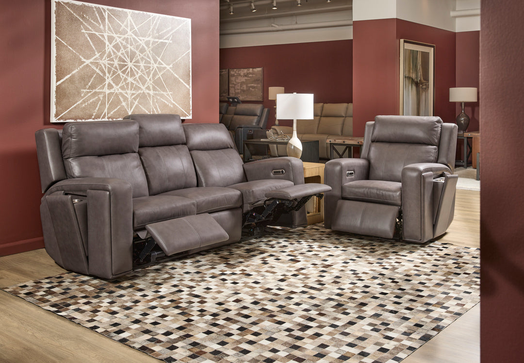 Flexsteel 1596-62PH-70502 Wyatt  Power Reclining Sofa With Power Headrests & Lumbar  Dark Gray