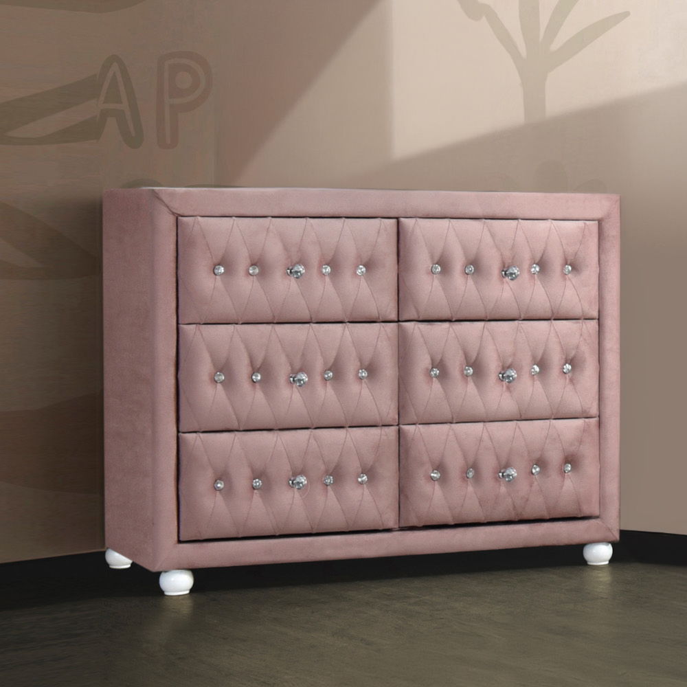 ACME Furniture Reggie Dresser Pink Fabric