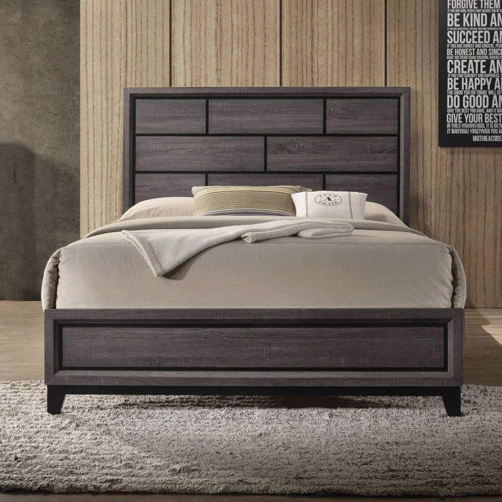 ACME Furniture Valdemar Eastern King Bed Weathered Gray