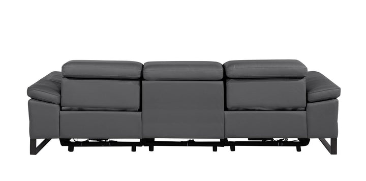 DivanItalia 1246 Modular Power Dual Reclining Sofa with Power Reclining Headrests – Top Grain Italian Leather - Dark Gray