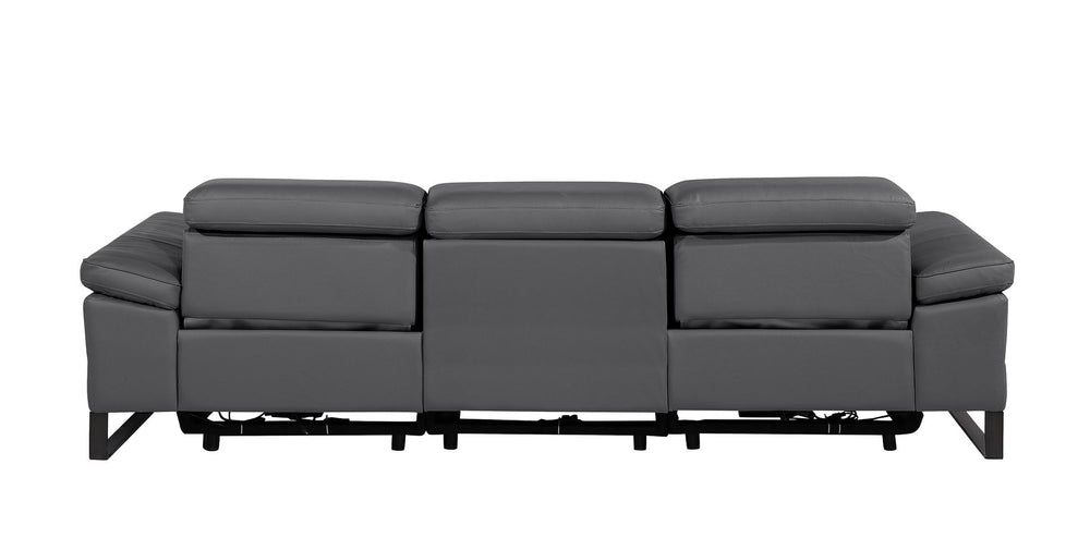 DivanItalia 1246 Modular Power Dual Reclining Sofa with Power Reclining Headrests – Top Grain Italian Leather - Dark Gray