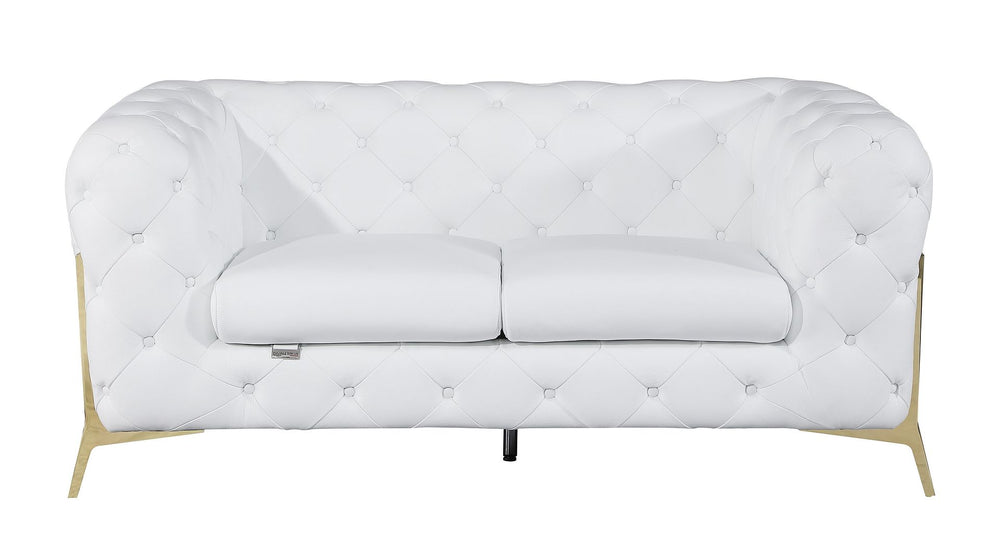 DivanItalia 970 Loveseat in Top-Grain Italian Leather - White
