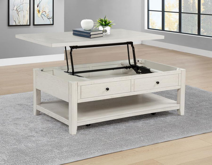 Payne - 48" Mobile Lift Top Coffee Table - Distressed White