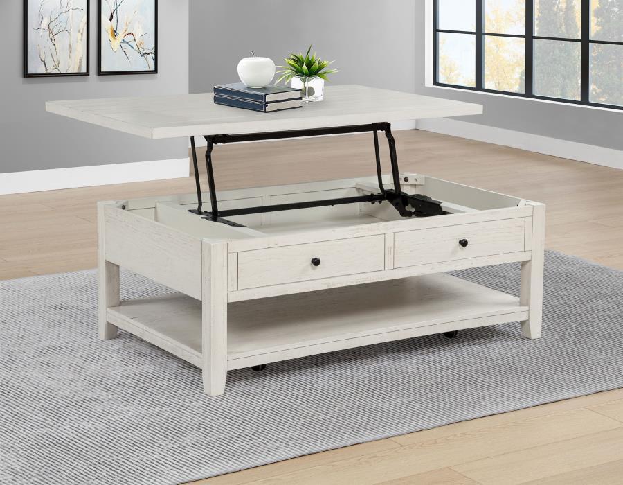 Payne - 48" Mobile Lift Top Coffee Table - Distressed White