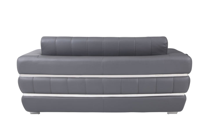 DivanItalia 904 Loveseat in Top-Grain Italian Leather - Dark Gray