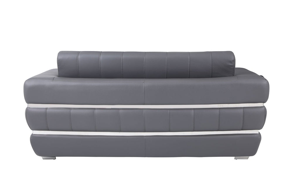 DivanItalia 904 Loveseat in Top-Grain Italian Leather - Dark Gray