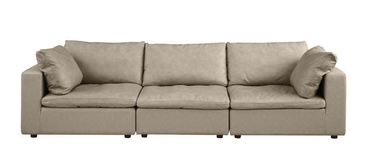 DivanItalia 1100 3-Piece Sofa Set with Ottoman – Top-Grain Italian Leather - Beige