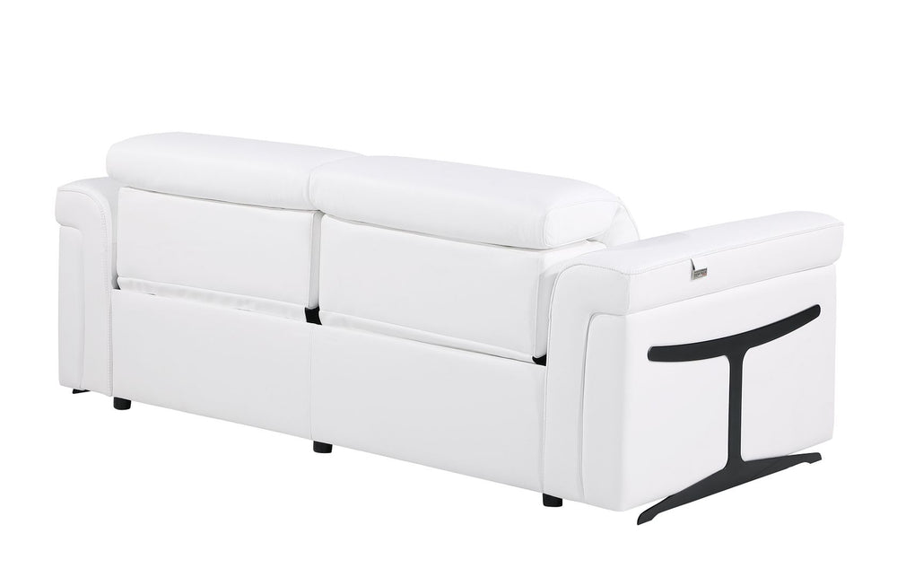 DivanItalia 1126 Power Reclining Sofa in Top Grain Italian Leather with 2 Power Recliners & Power Headrests - White