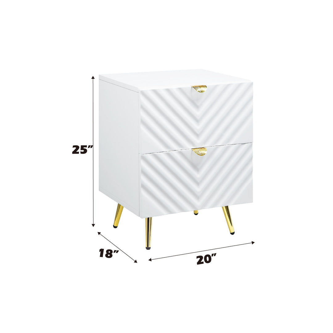 Gaines - High Gloss Nightstand - White