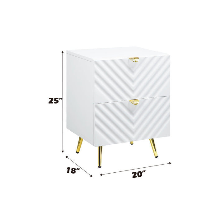 Gaines - High Gloss Nightstand - White