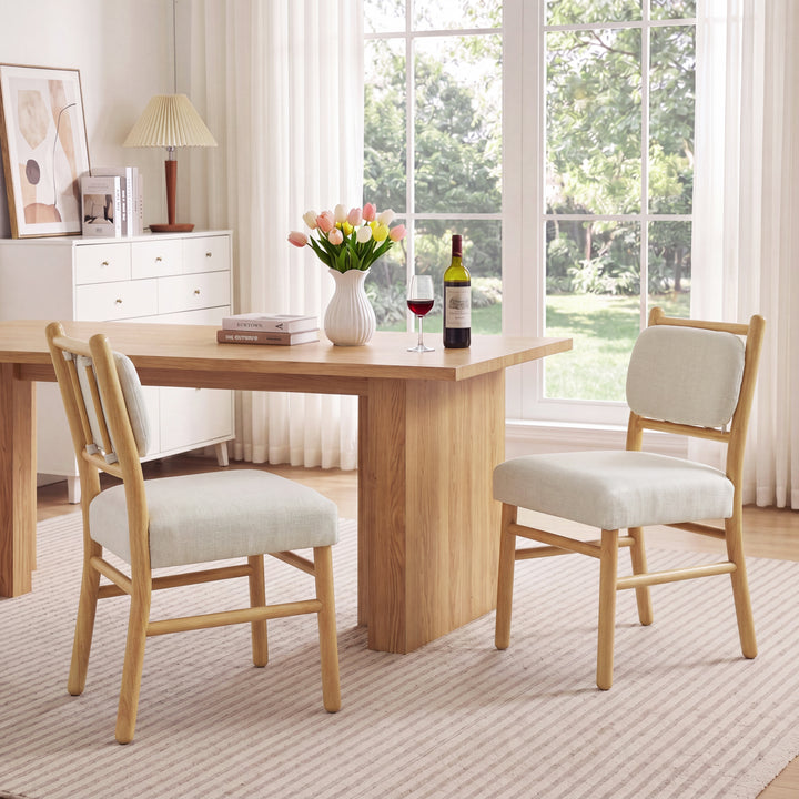Armless Rubberwood Dining Chair – Natural (Set of 2)