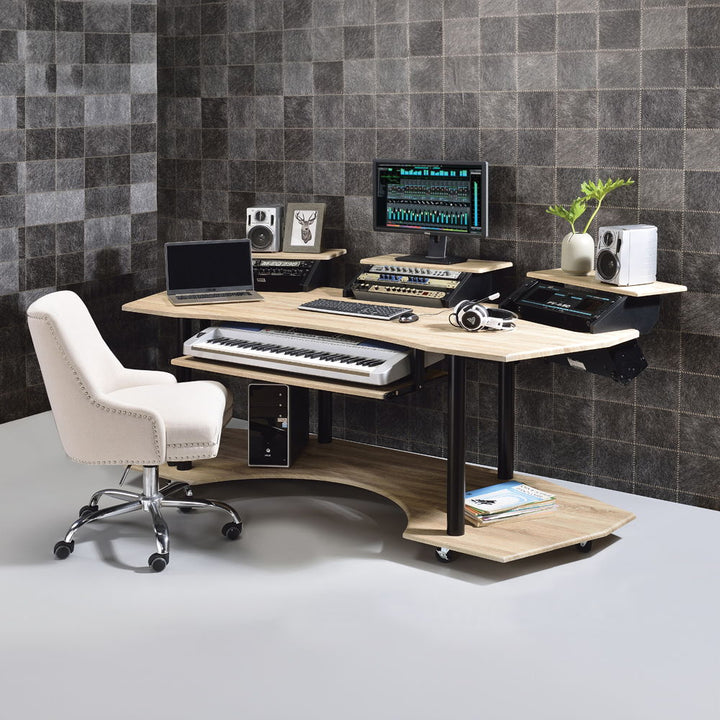 Eleazar - 83" Music Studio Desk - Natural Oak
