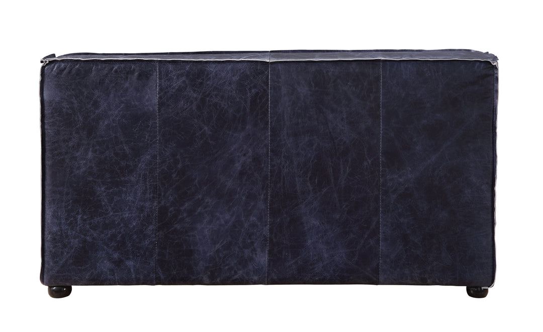 Birdie - Modular Armless Loveseat - Vintage Blue Top Grain Leather