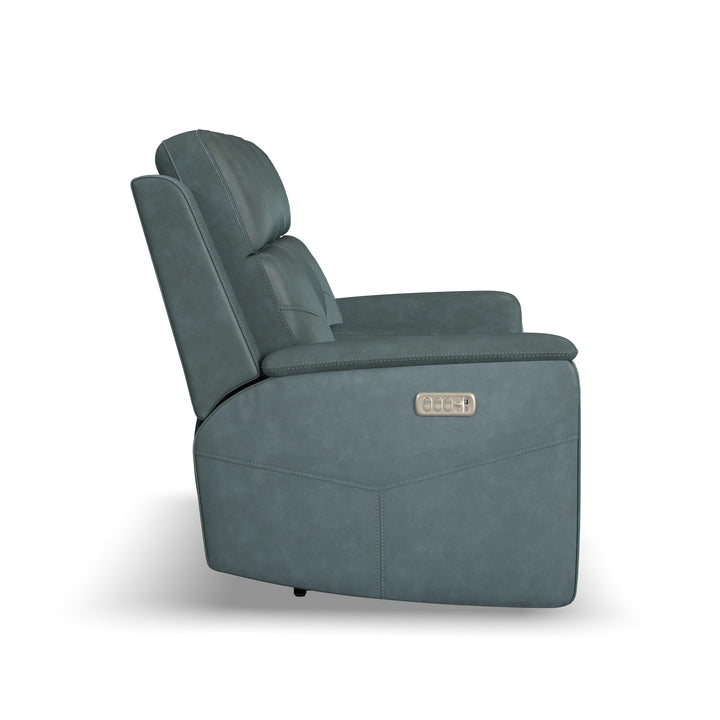 Vernon Fabric Power Reclining Loveseat with Console, Power Headrests, Lumbar, Heat &amp; Massage in Admiral