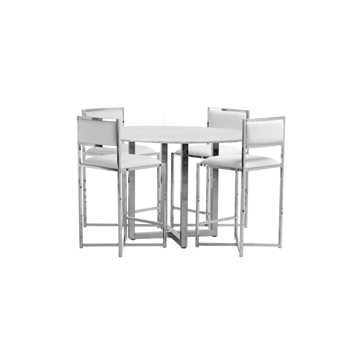 Amalfi X-Base Counter Stool in White Leather modern furniture Contempo Furniture