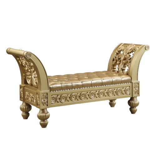 ACME Furniture Seville Bench Gold Synthetic Leather & Gold