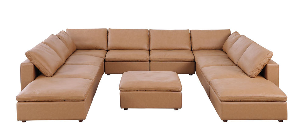 DivanItalia 1100 Top-Grain Italian Leather 11-Piece Sectional with Chaise - Cognac