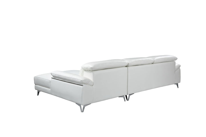 DivanItalia 727 Right Arm Facing Sectional with Adjustable Headrest in Top-Grain Italian Leather - White