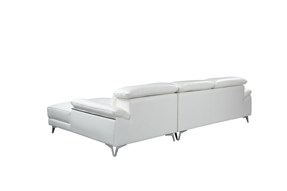 DivanItalia 727 Right Arm Facing Sectional with Adjustable Headrest in Top-Grain Italian Leather - White