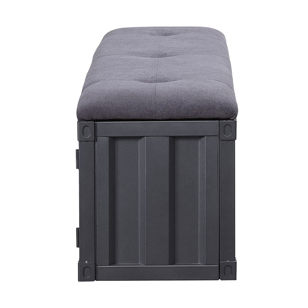 Cargo - Bench With Storage - Gray Fabric & Gunmetal