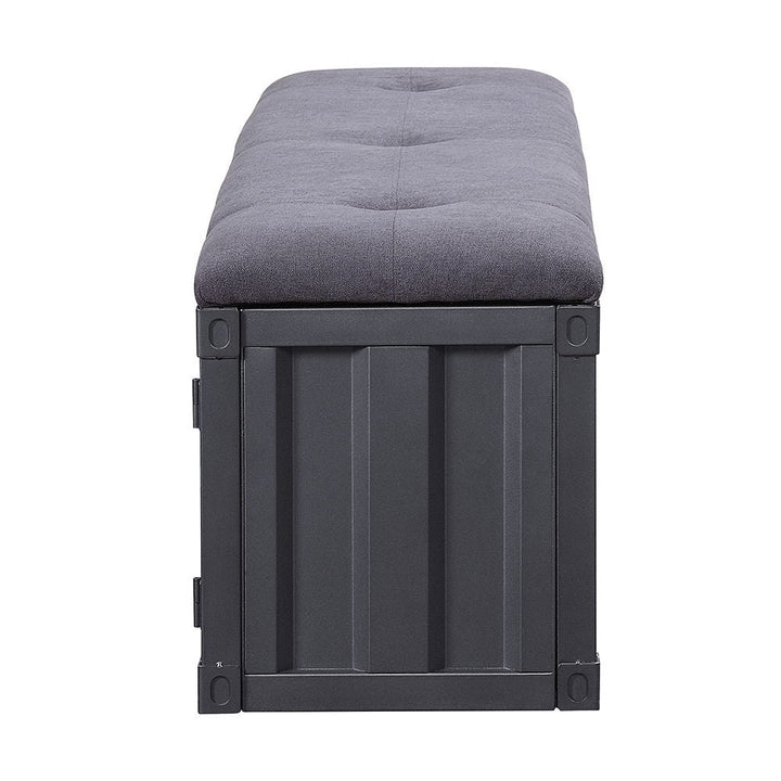 Cargo - Bench With Storage - Gray Fabric & Gunmetal