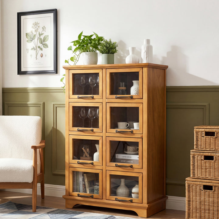 8-Door Glass Display Cabinet – Natural