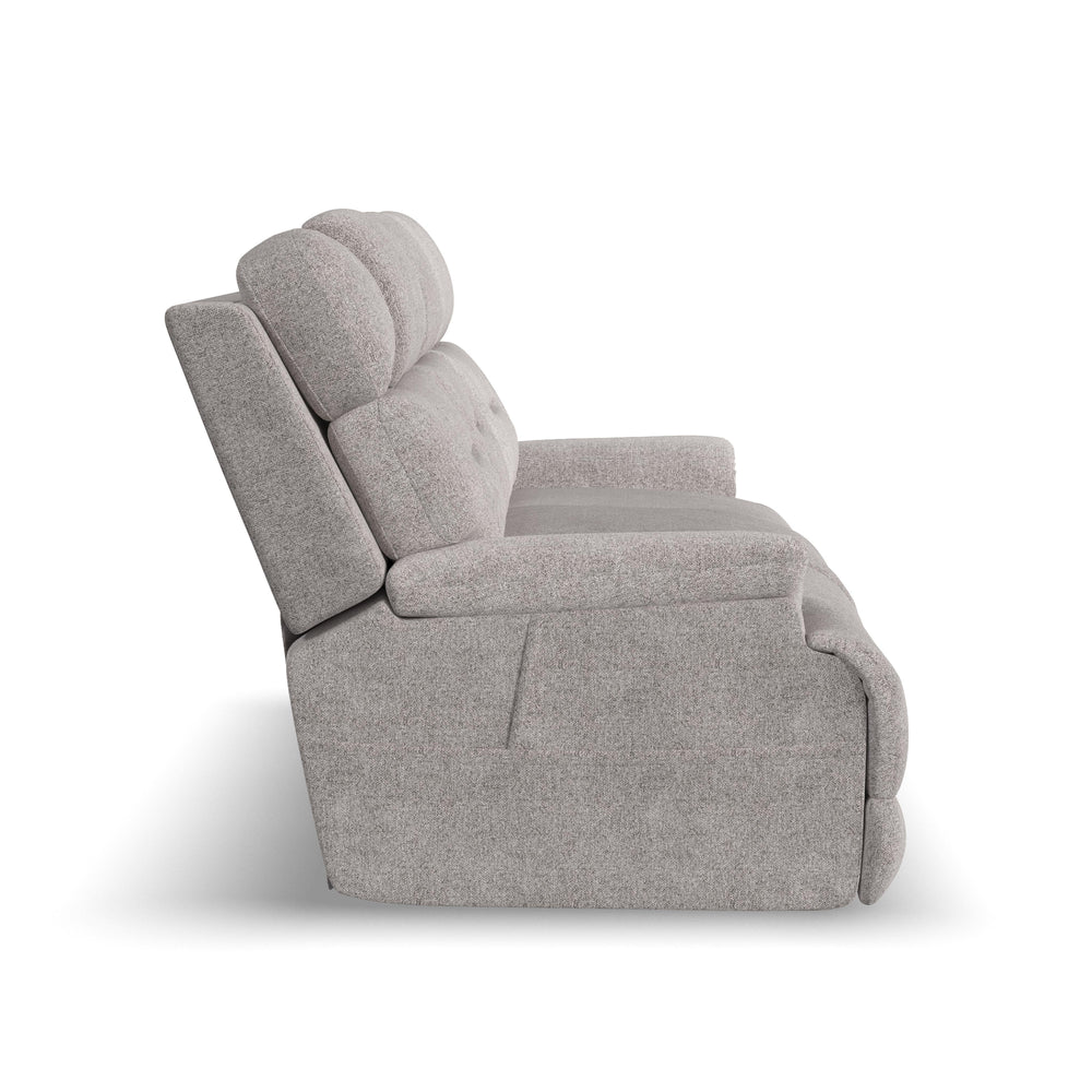 Zecliner Zofa Fabric Power Reclining Sofa with, Power Headrest, Lumbar, Heat & Massage in Dove