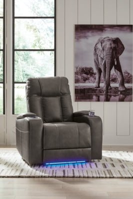 Feazada Power Recliner - Black Reclining Chair modern furniture Contempo Furniture