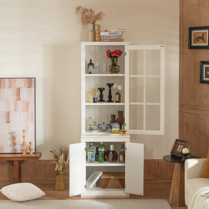 retro-style-hutch-cabinet-with-single-glass-door-white