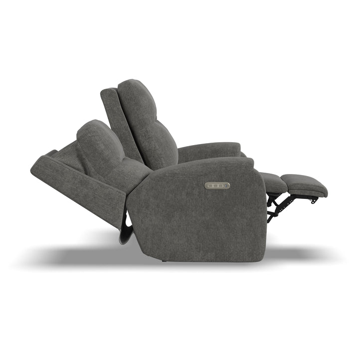 Penn Power Reclining Loveseat With Power Headrests &amp; Lumbar Dark Gray