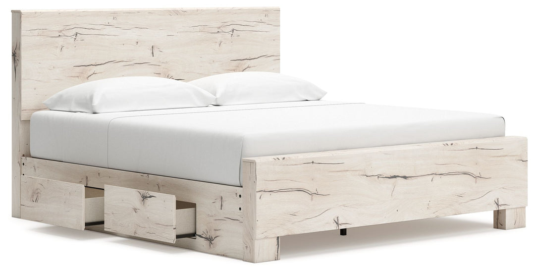 Lawroy - King Panel Bed With Under Bed Storage - Light Natural by Ashley Furniture product image