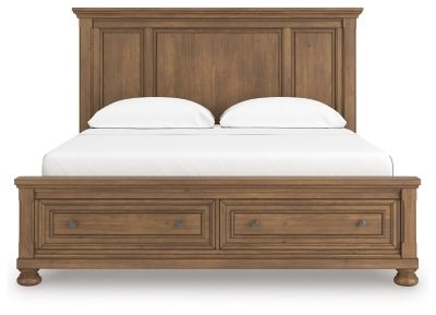 Feddinger California King Panel Storage Bed - Light Brown Storage Bed modern furniture Contempo Furniture